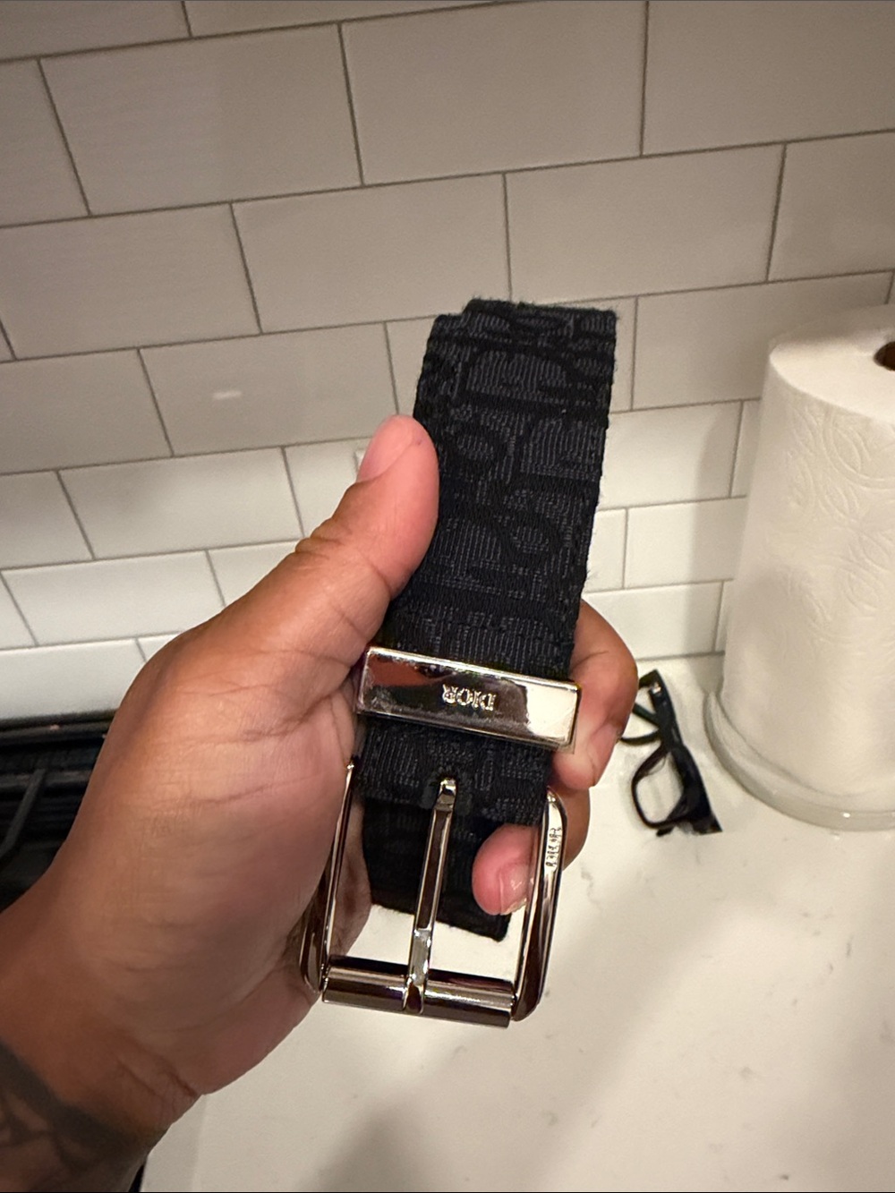 Men’s Black Dior Oblique Jacquard belt